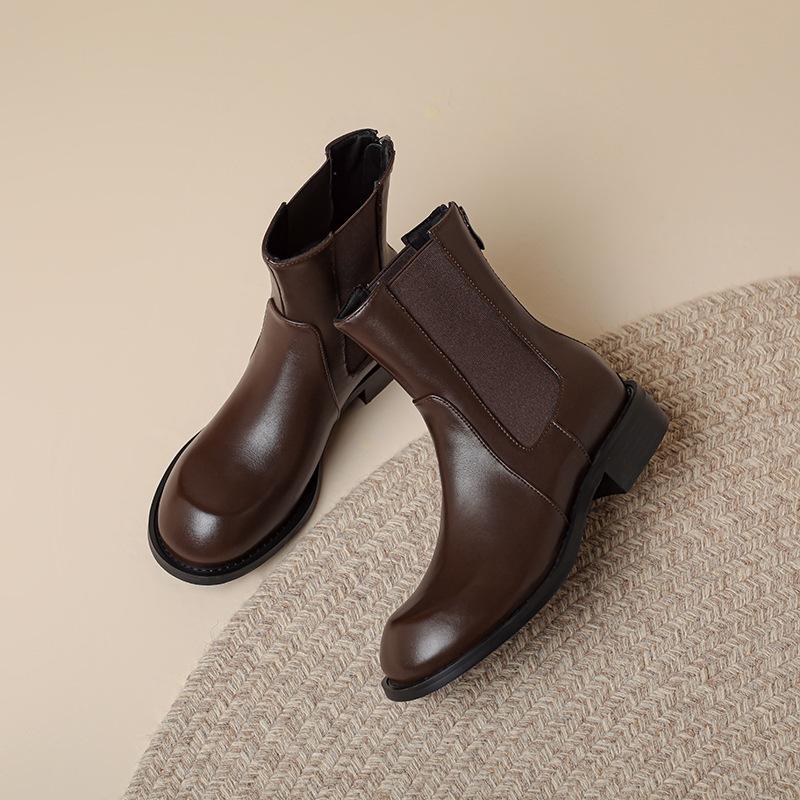 Autumn And Winter Women'S Boots Splicing Short Boots Square Martin Boots Thick Mid-Heel Boots 33-43 Boots