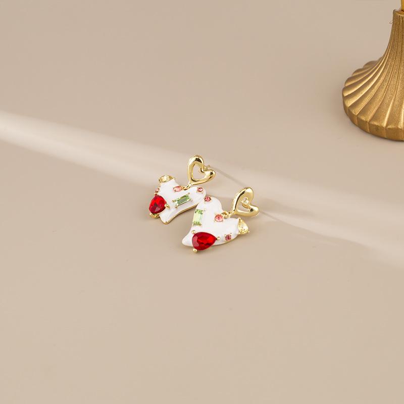 Colorful Zirconia Heart Stud & Coil Clip Earrings - No Piercings Needed