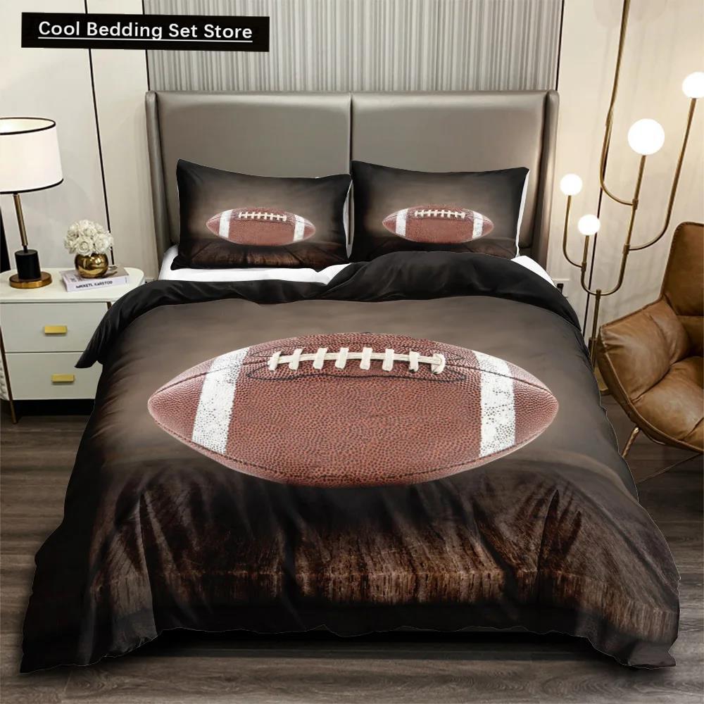 Juego de Funda Nórdica de Fútbol 3D Deportes Juego de Ropa de Cama de Fútbol Funda de Almohada para Niños Adolescentes Tamaño Doble Queen King Poliéster Funda de Edredón