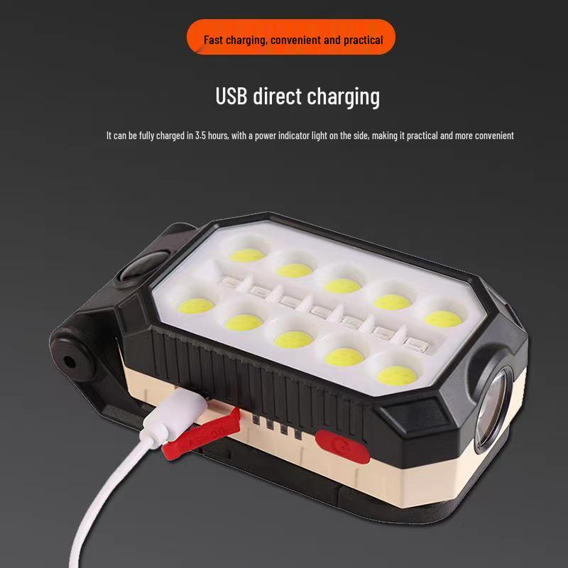 COB LED Work Light: USB Charge, Magnetic Hook, Power Display, Emergency Flashlight