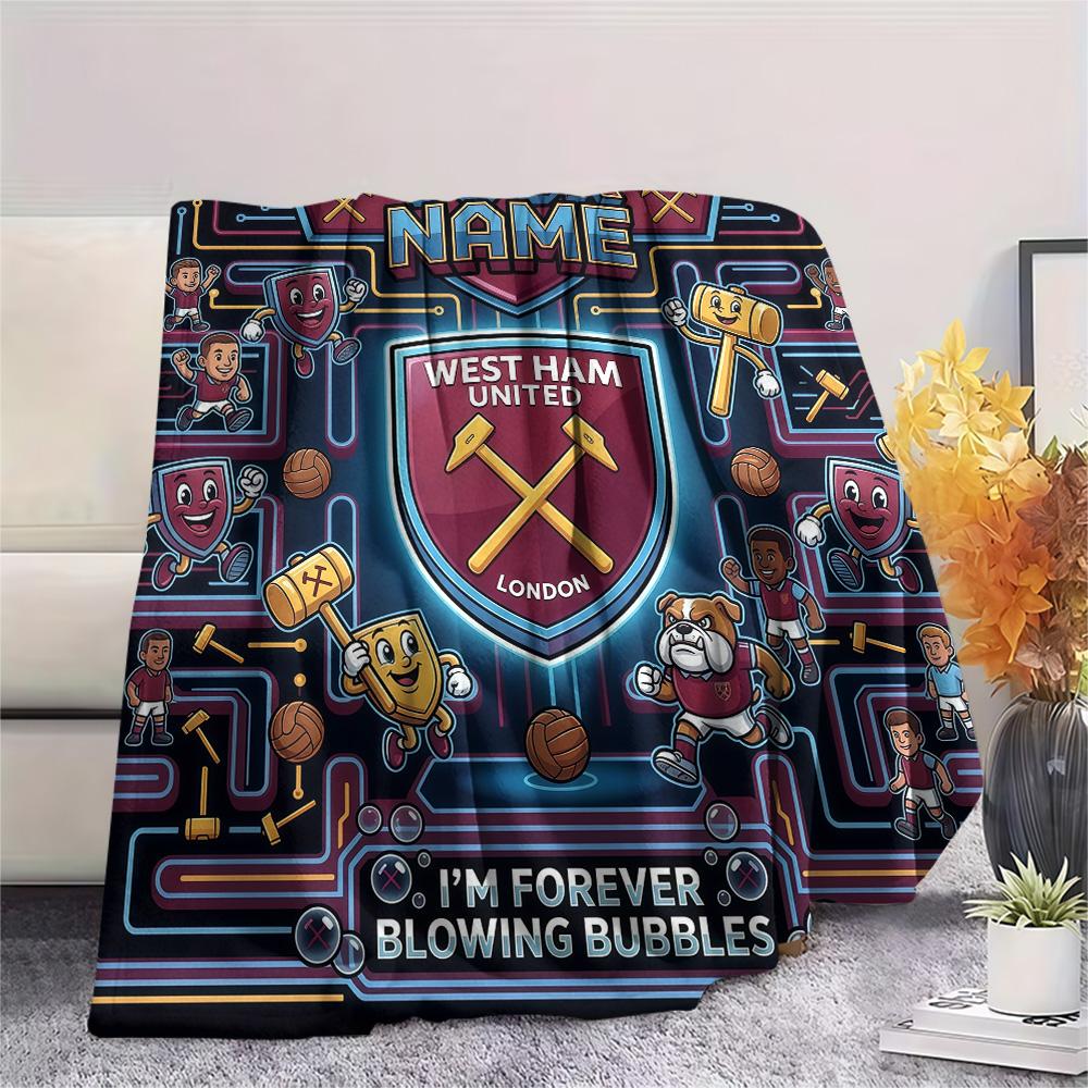 Benutzerdefinierte West Ham United Flanelldecke, Hohe Qualität, Bequem für alle Jahreszeiten, Heimdekoration, Wärme und Komfort