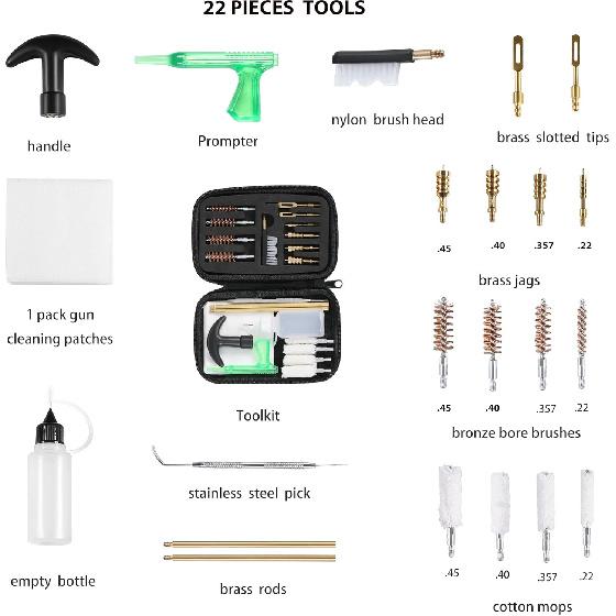 Universal Handgun Cleaning Kit for .22 .357/.38/9mm .40 .45 Caliber Pistol Gun Brush Tools Gun Accessories