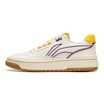 Li Ning Anti-Five Newcomer Bequeme Mode Rutschfest Abriebfest Low-Top Skate Schuhe Unisex Sneaker Weiß Lila Gelb ABCU025-4