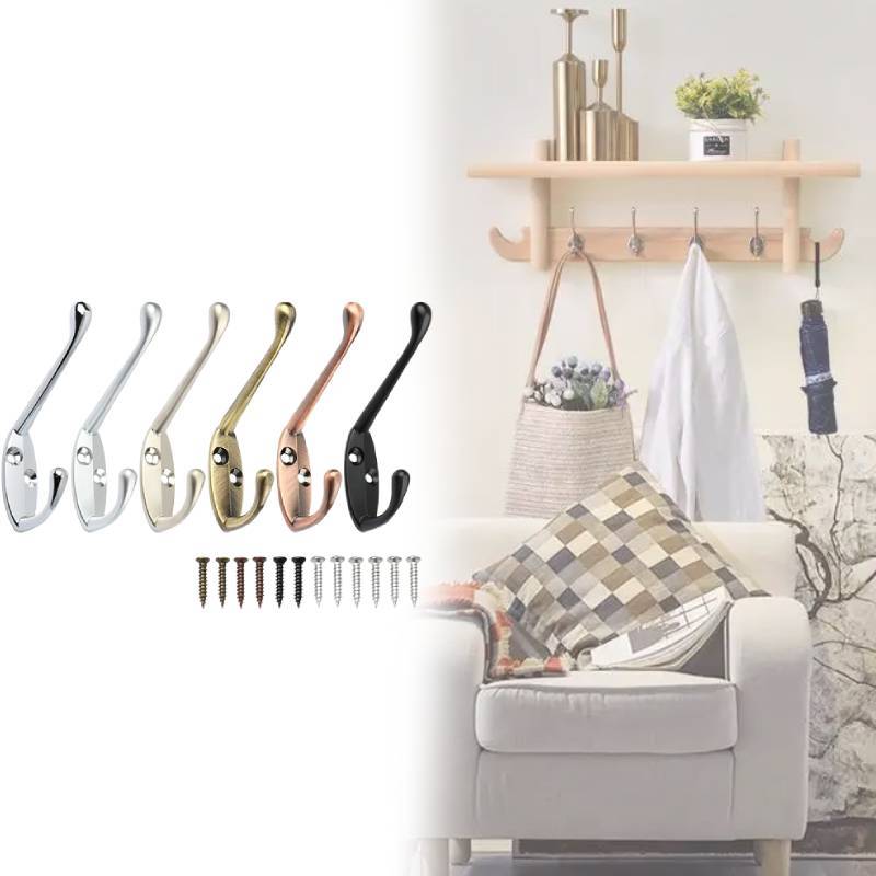 Alloy Durable Zinc Coat Hanger With Drill Holes For Bathroom Closet Organization