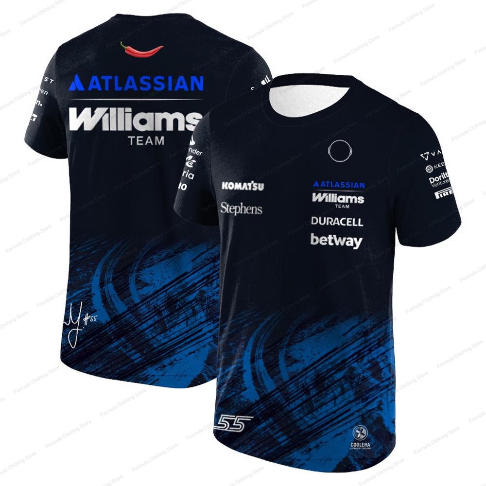 2026 Neues Carlos Sainz 55 Williams Racing T-Shirt Alex Albon 23 Sport im Freien Schnelltrocknende Oberteile Herren Freizeit Große Größen Kurzarm