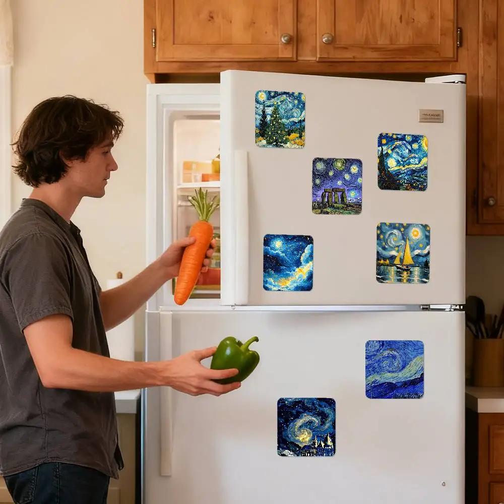 Van Gogh Starry Sky Refrigerator Magnet Personalized Creative Magnetic Stickers With Magnets