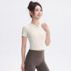Womens Short Sleeve Yoga Top With Half Zipper Slim Fit Quick Dry Workout Shirt Gym Running Fitness