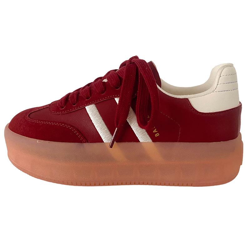 

XY-A395 latex insole/platform heightening board shoes women s shoes 2025 spring new German training shoes casual shoes round head 35 красный