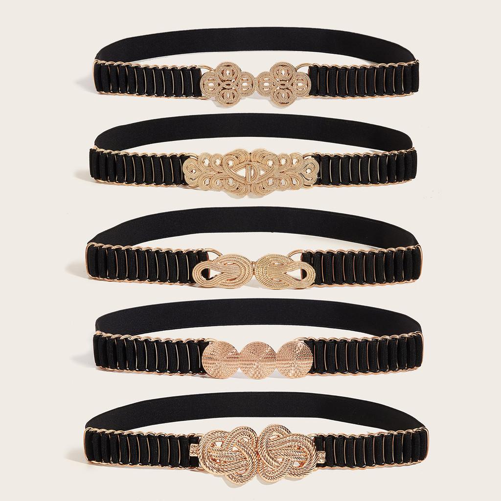 Metallic Ladies Waist Belt With Snap Button Closure For Dresses And Casual Wear
