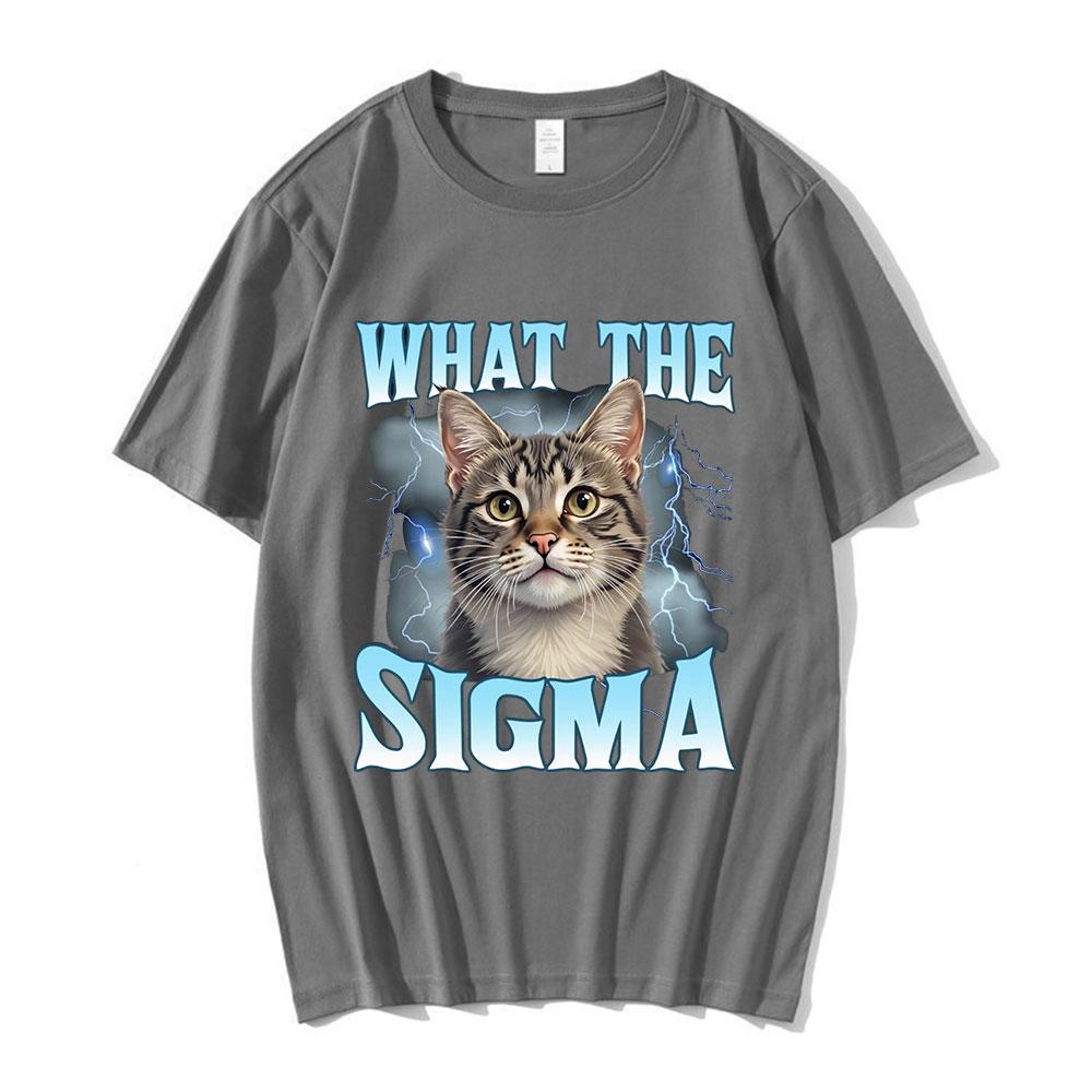 What The Sigma Funny Meme Cat Graphic TShirts Unisexs Women Cotton Casual Oversized Short Sleeve T Shirts Fashion Cotton T Shirt