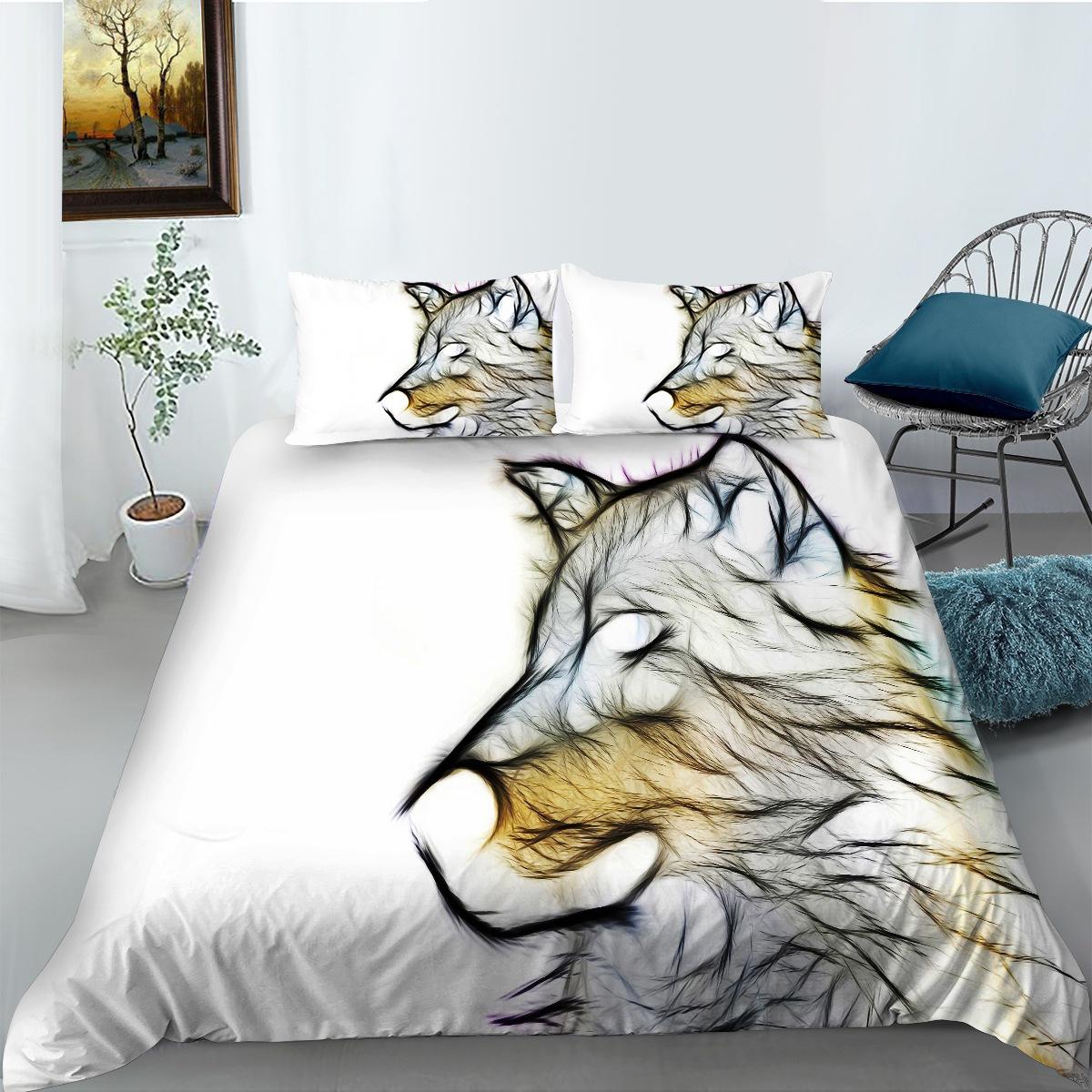 

Wolf Series Wishshopify Polyester Bedding Three-Piece Animal Digital Printing EU single 135*200