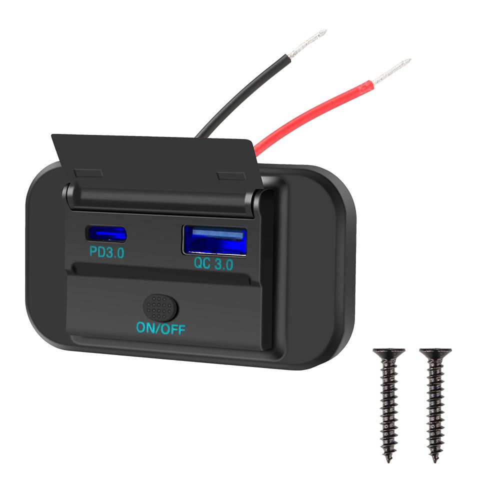 

Розетка 12 В/24 В быстрая зарядка PD 3.0 для мотоцикла кемпера грузовика квадроцикла лодки автомобиля автофургона двойной USB автомобильный зарядный разъем адаптер синий