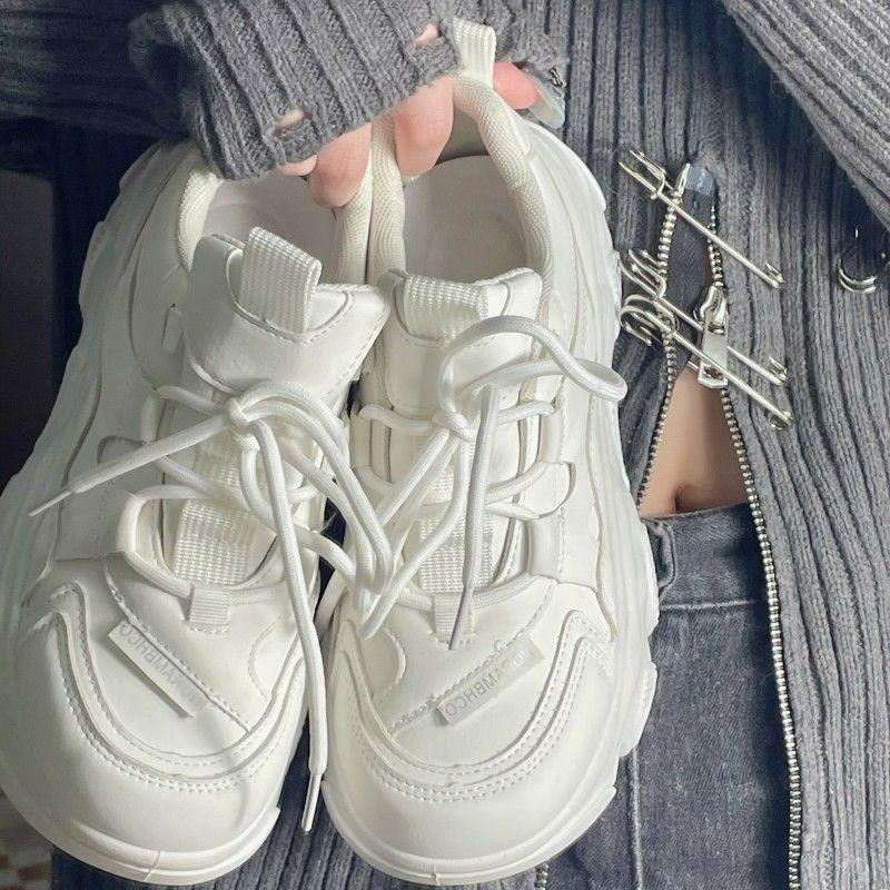 Campus dad shoes double mesh breathable 2025 high-value muffin bottom non-slip little white shoes spring and summer new women's shoes