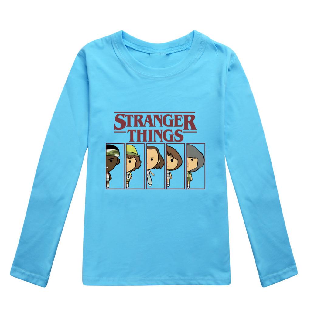 5248 Kids Stranger Print Cotton Long Sleeves T-Shirt