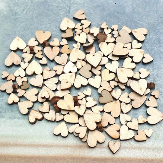100Pcs 4Sizes Mixed Wood Wooden Love Heart Wedding Table Scatter Decor DIY Craft