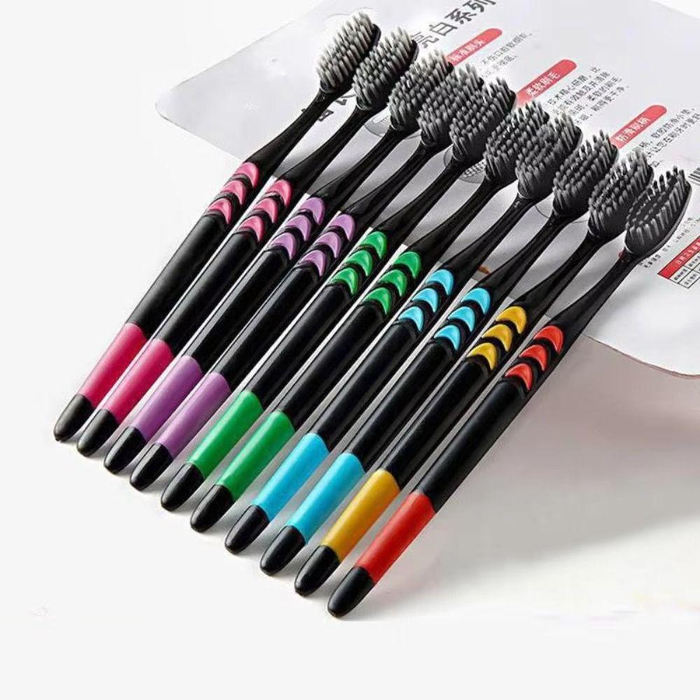 10PCS Antibacterial Bamboo Charcoal Toothbrush Ultra-Fine Bristles Soft Bristle Toothbrushes  Travel