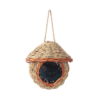 Grass Handwoven Bird House, Hand-Woven Grass Hatching Bird Hut For Canary,Small Parrot Bird Nest, Bird