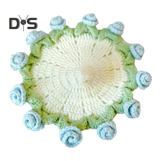 Gehäkelter Rosenstrauß-Untersetzer, hitzebeständig, DIY, handgefertigt, strickend, Blumen, Kaffeetasse, Tassenmatte, Küchenarbeitsplatte, Tisch, Schreibtisch-Dekoration