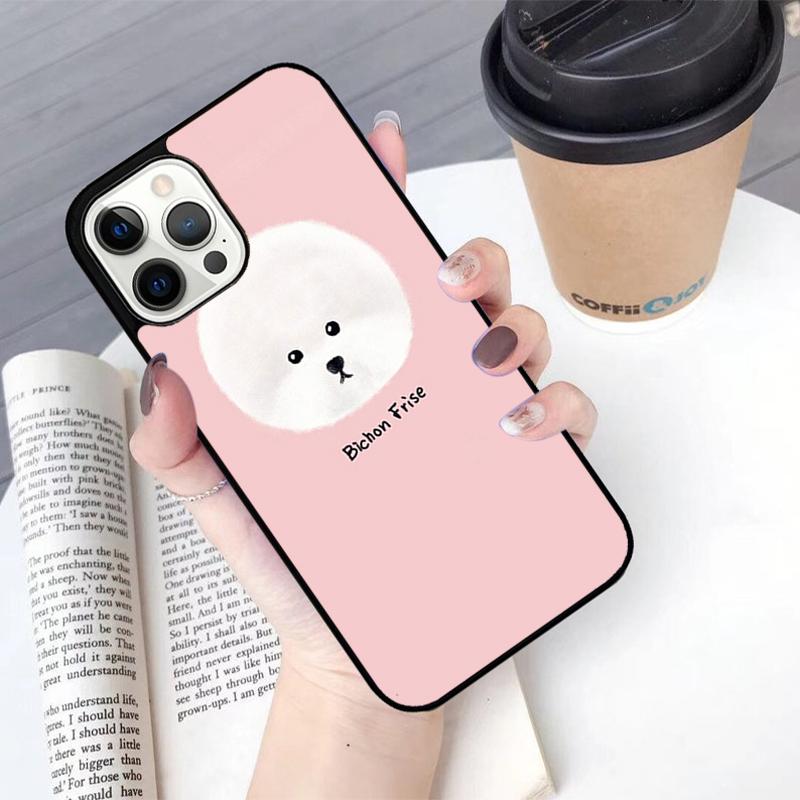 Cute Cartoon Bichon Frise Phone Case For iPhone 17 Air 14 15 16 16e 13 12 Max Cover For Apple 11 Pro Max Plus Coque