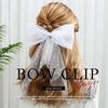 Jeairts Led Veil Bridal Bow Clip Pearl Wedding Hair Piece Glowing White Tulle Bow with Clip Bachelorette Party Hair Accessories for Women and Girls