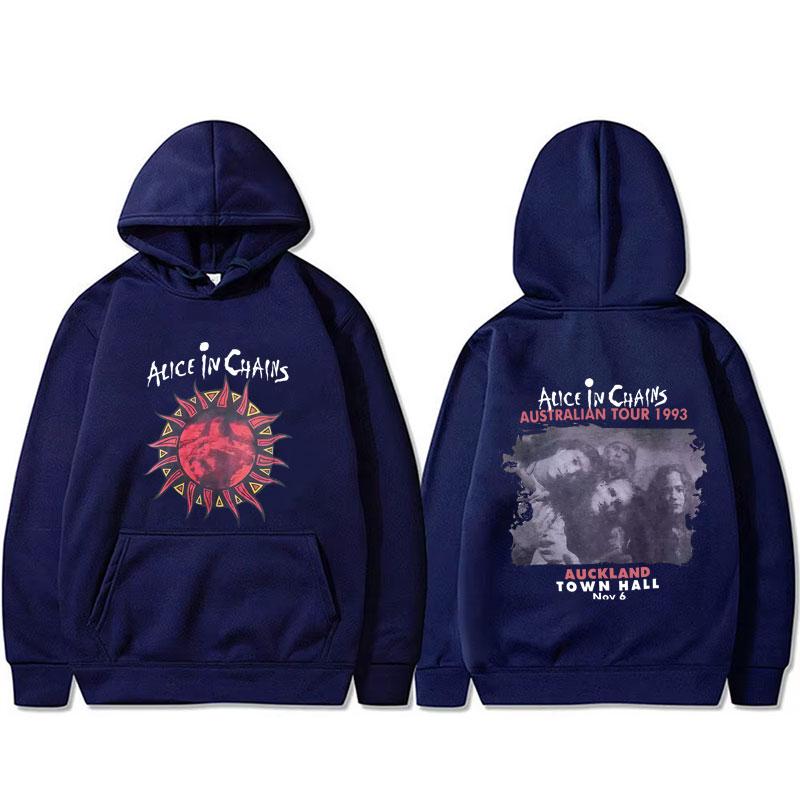 Felpa Tour 1993 Rock Band Alice in Chains Uomo Donna Casual Pile Cotone Tuta Uomo Felpe con Cappuccio Oversize Gothic Punk