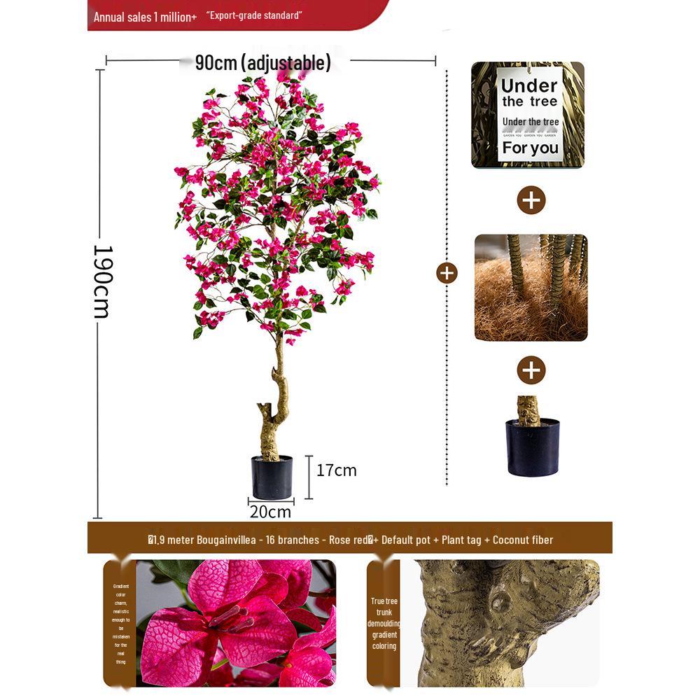 Large Artificial Bougainvillea Tree for Indoor Decoration - Potted Fake Cherry Blossom Plant Ornament