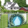 2D Light Blue Wedding Backdrop Floral Arch Ceremony Photography Background