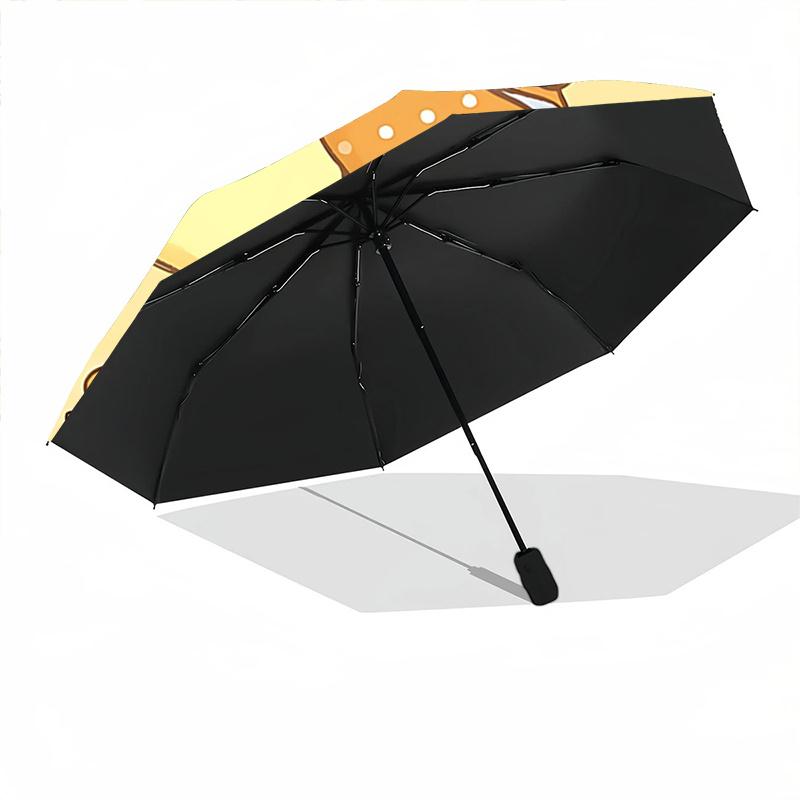 1pc Pompompurin Happy Birthday Automatic Folding Umbrella - Portable 3-Fold Design with 8-Bone Iron Frame, Perfect Gift for Fans, Travelers, Everyday