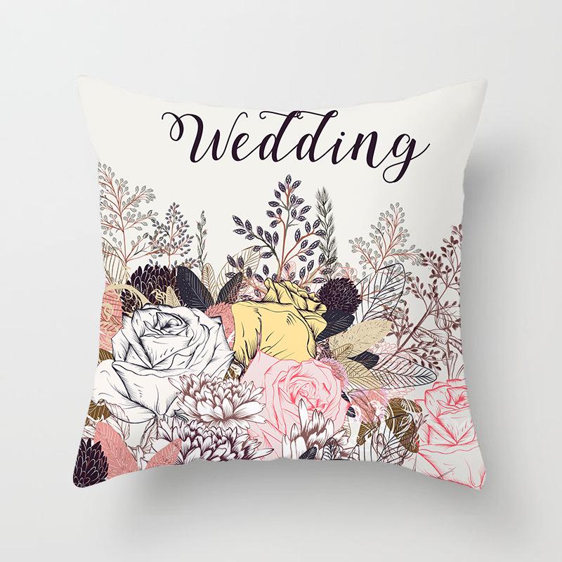 Ins Plant Flower Pillow Digital Printing Car Sofa Cushion Cover Shopee Home Soft Furnishings