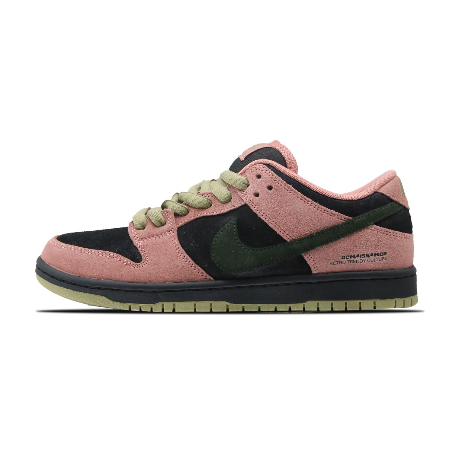 

Nike Dunk SB Pink Rose Suede Coverage Slip Resistant Low top Skateboard Shoes Unisex Black Pink Green HJ4135-600(Team430-) 45