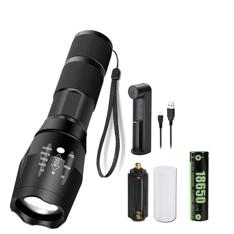 High Power Led Flashlight Camping Torch 5 Lighting Modes Aluminum Alloy Zoomable Light Waterproof External 18650 Battery Lantern