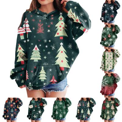 Sweatshirts für Teenager-Mädchen Hoodies Langarm Kordelzug Pullover Niedlicher übergroßer Hoodie Weihnachtstag