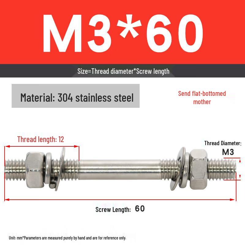 304 Stainless Steel Double-Ended Stud Bolt & Nut Set