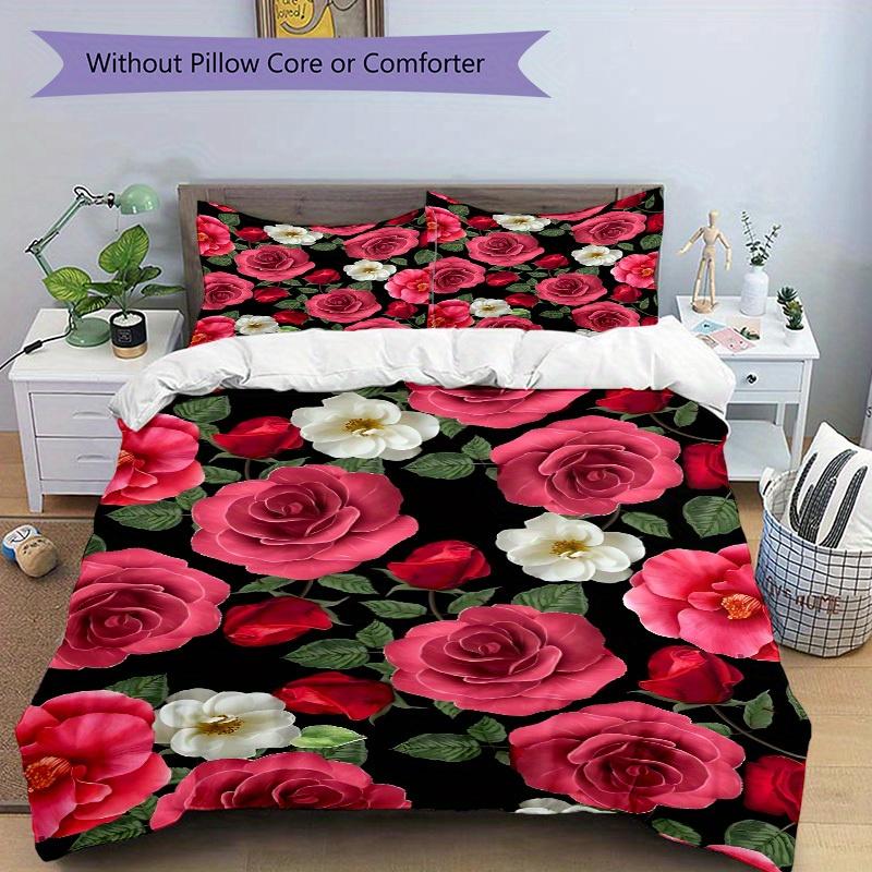 3pcs Rose Bedding Set, Breathable And Soft, Suitable for All Seasons Machine Washable, Suitable for Bedroom Decoration,yy250822178