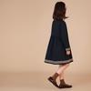 Hacikis Girls' Navy Preppy Style Long Sleeve Cotton Dress