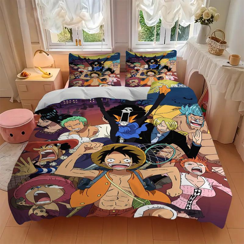 One Piece Bedding 3 Piece Set HD Print Duvet Cover Pillowcases for Teens Adult Bedroom Decoration Christmas Gift C352
