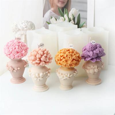 3D Lily Vase Candle Silicone Mold Rose Bouquet Cake Chocolate Silicone Mold Tulip Vase Candle Mold Christmas and New Year Gift