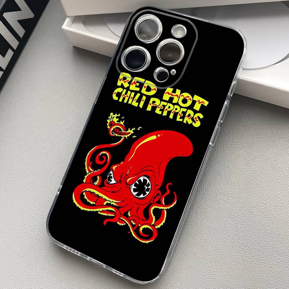 R-Red Hot Chili Peppers Silicone Phone Case Material For iPhone 17 16 15 11 12 13 14 Pro Max Mini Plus Soft TPU