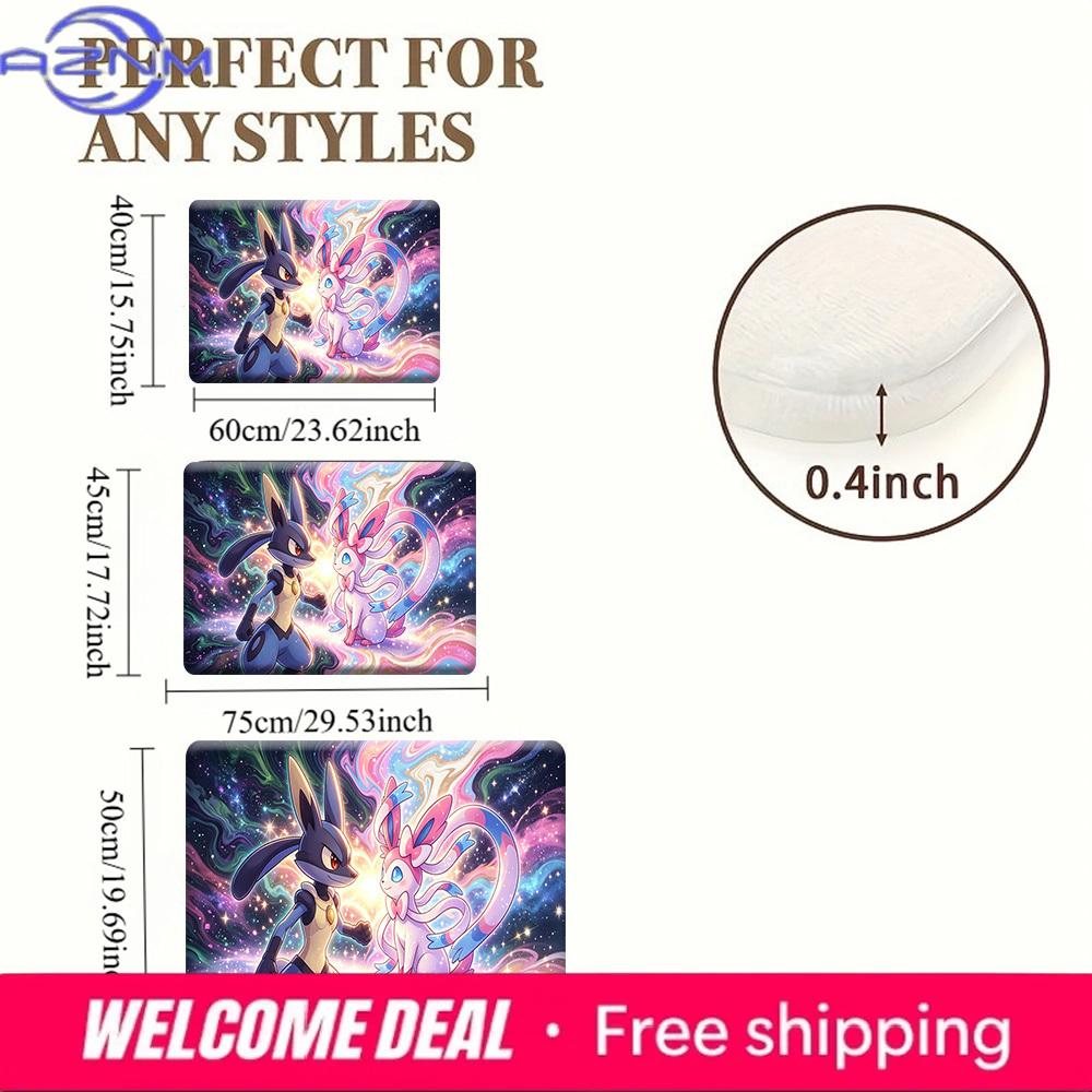 Pokemon Lucario & Sylveon Print Non-Slip Floor Mat Doormat