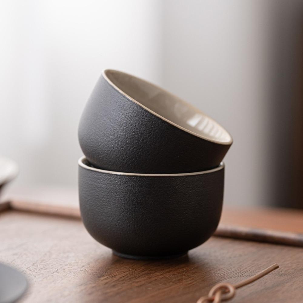 6PCS Black Tea Cup Heat-resistant Single Cup Household Tea Bowl  Home