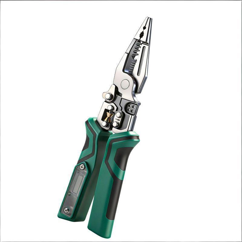Wire Stripping Pliers with Digital Display Multifunctional Voltage Tester Electrician Pliers for Cables Cutting/Peeling/Crimping