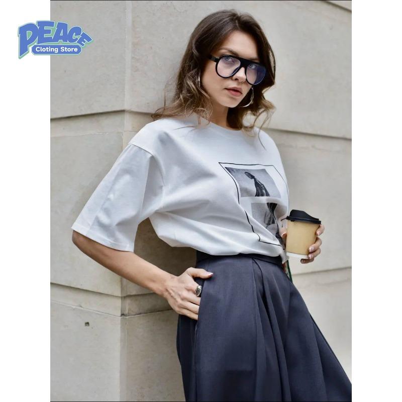 Commute Portrait Printed Menand Women T-shirts Made of 100% Pure Cotton for Summer Fashion Casual and Comfy Short Sleeved Tops