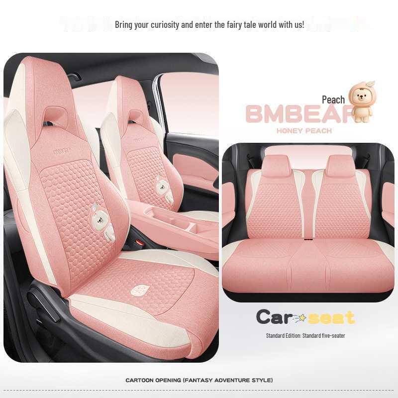 Breathable Linen Car Seat Cushions for BYD Seagull - All-Season Cartoon Style Seagull