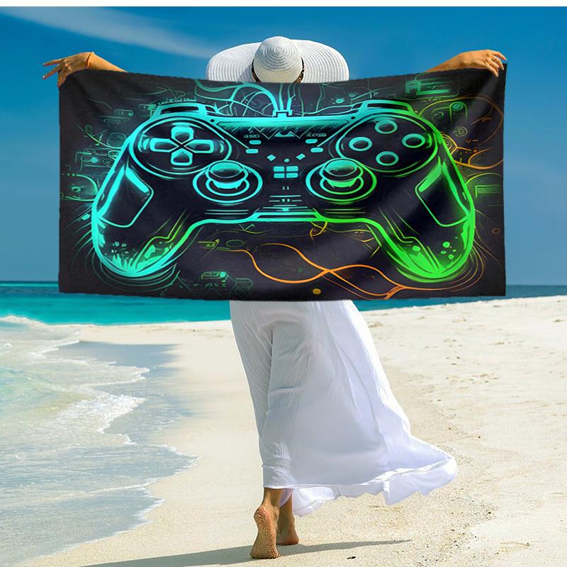 Ultra-Soft Beach Towel with Game Controller Theme,Ideal for Pool - Camping, Diving - Perfect Travel Essential, Vibrant Beach Towel.