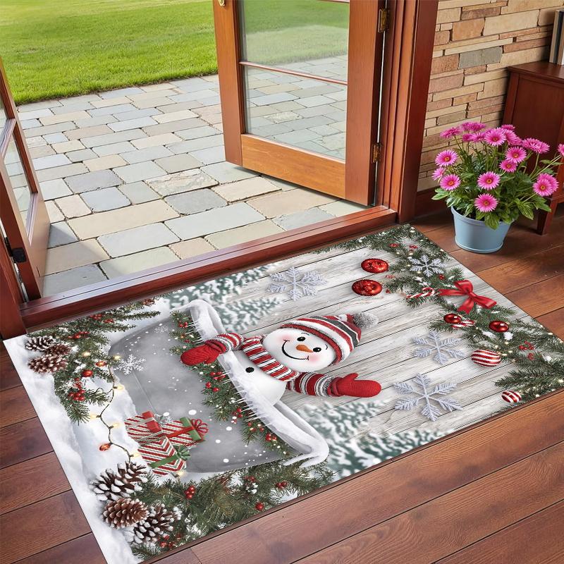 Christmas Printed Square Area Rug Soft Non Slip Floor Carpet For Bedroom Holiday Gift