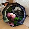 1PC Lotus Yin Yang Automatic Open/Close Umbrella with Windproof, 8-Rib Sturdy Canopy, Durable Ribs, Fashionable Design, Outdoor Accessory, Fun Prin, H