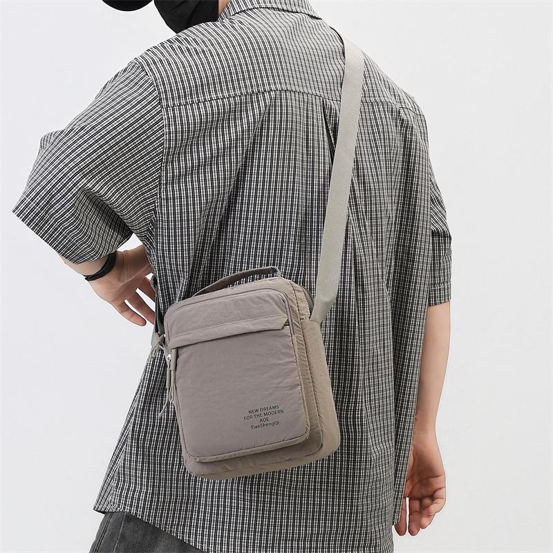 Men's Nylon Crossbody Backpack Fashionable Versatile Summer New Style Waterproof Single Shoulder Sling Bag Simple Design
