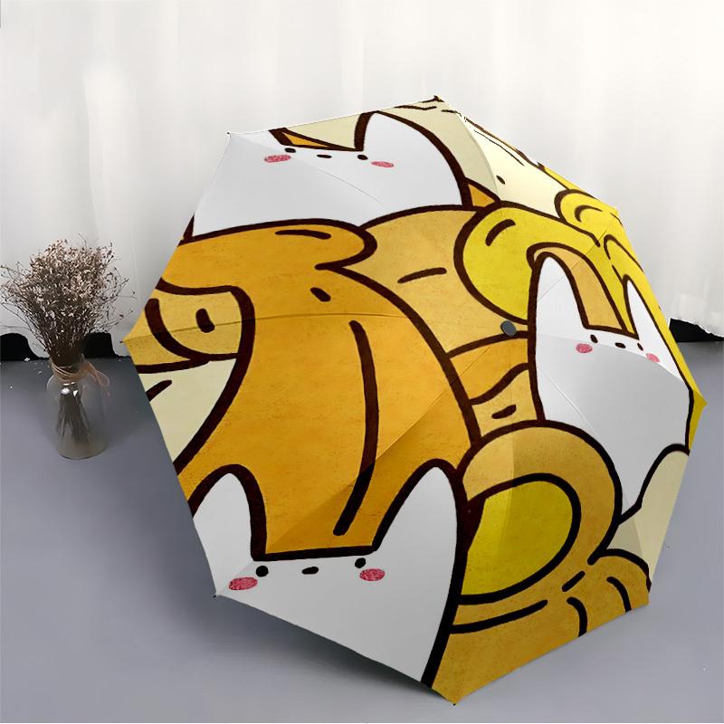 1pc Pineapple Cats Automatic Open/close Folding Compact Umbrella, 8 Rib Sturdy Canopy, Lightweight Portable, Everyday Use, Gift,,086