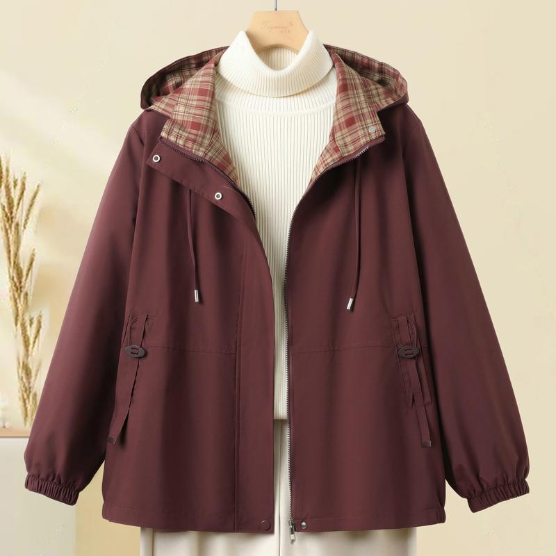 Women Plus Size Hooded Jacket, Zip