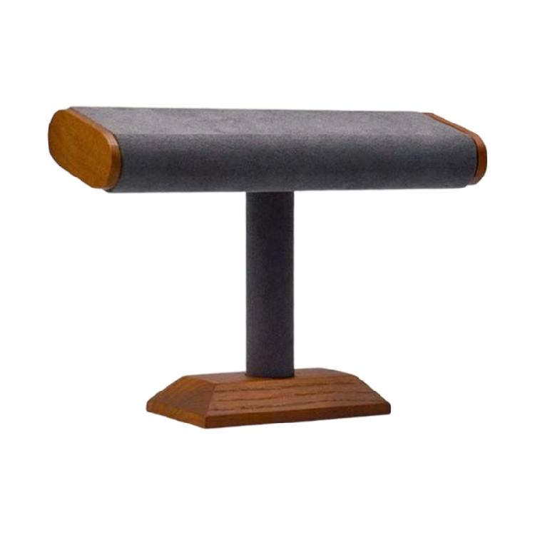 Minimalist Jewelry Display Stand Walnut Wood Structure With Soft Velvets Surfaces Space Saving Showcase Rack